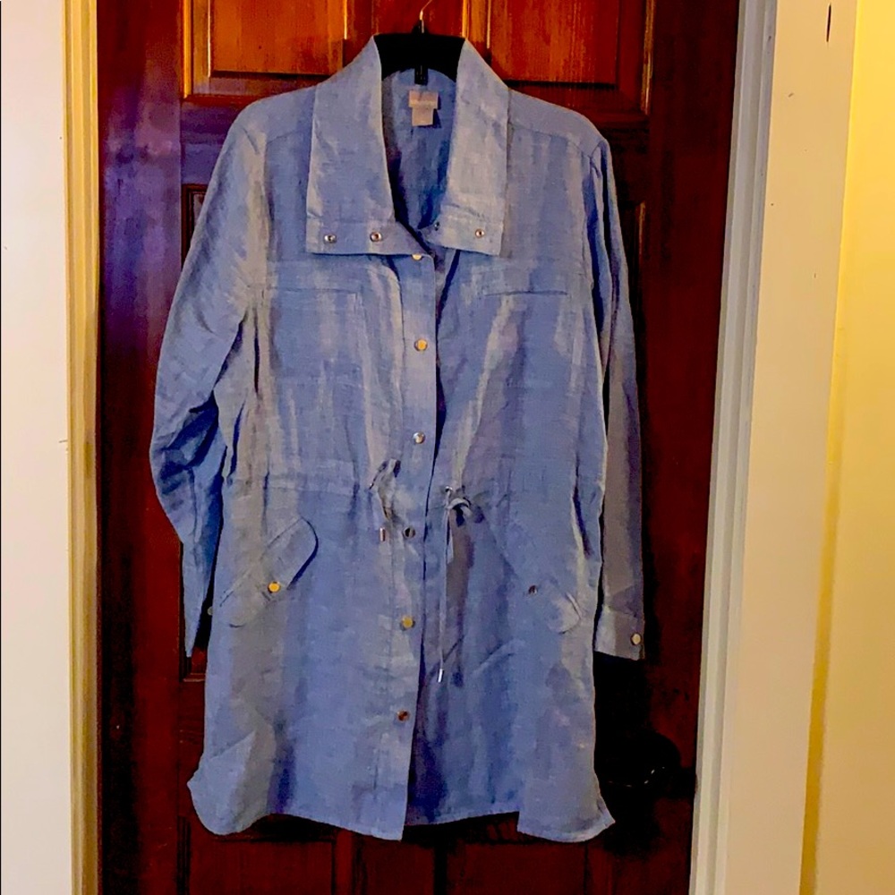 Spring Trench style linen jacket, Chico’s size 3